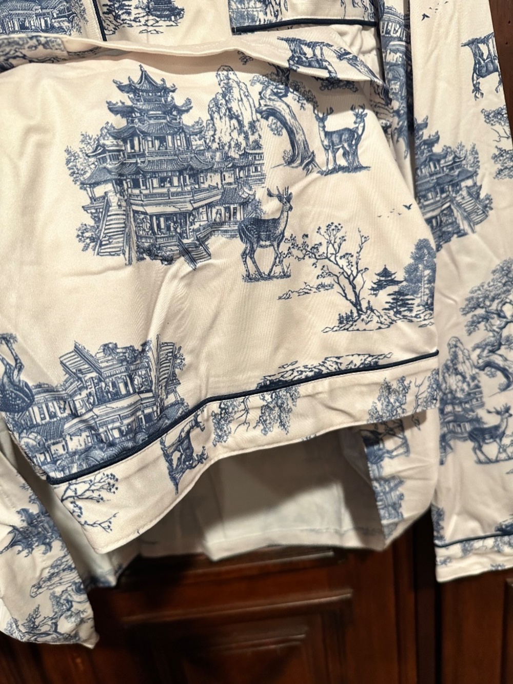 Pajama Set size 4XL 4X So Cute LONG SLEEVE & PANTS ASIAN THAI PAGODA DEER TOILE - Picture 6 of 10